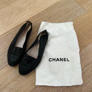 Vintage Chanel Black Leather Loafer, 7.5